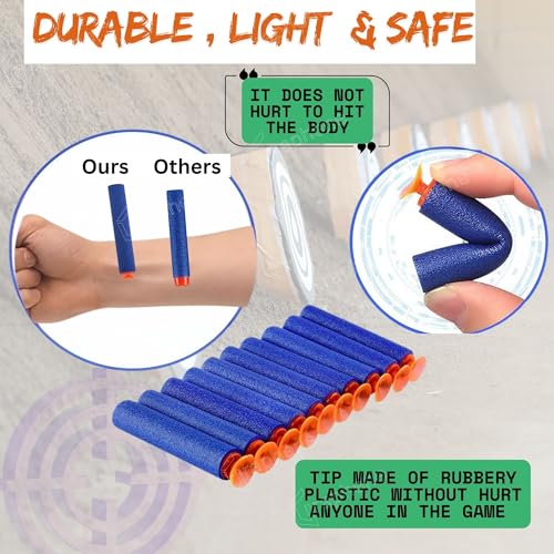 Image of GRAPHENE 100 Pcs Soft Foam Suction Bullets Darts for Toys Guns Sticky Safe Hollow Refill Darts Set Compatible with Hot Fire Nerf N-Strike & Blaze Storm Blaster Strike Elite Gun Target Game for Kids