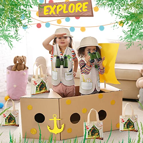 48 Pcs Kids Explorer Costume Set Include Plastic Explorer Hats Jungle Party Vest Safari Tote Bag Adventure Binoculars For Kids Outdoor Activities Jungle Party Supplies Favors Halloween Costume Party #TOP5
