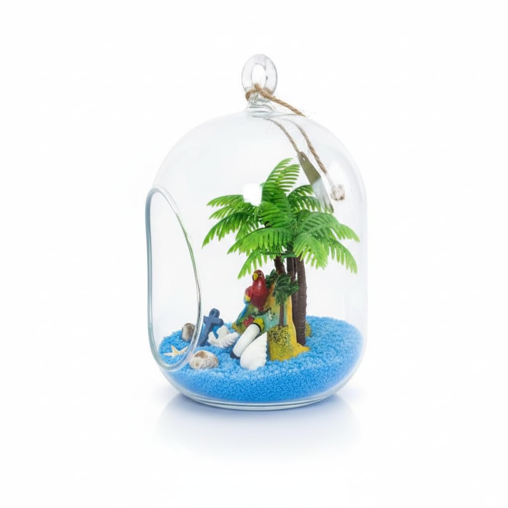 Hanging Terrarium Glass Vase, Oval Design | Home Decor, Showpiece, Gift Item-image-28