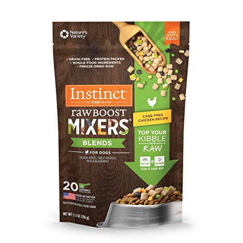 Instinct Freeze Dried Raw Boost Mixers Blends Grain Free Cage Free Chicken Recipe All Natural Dog Food Topper by Nature's Variety, 5.5 oz. Bag