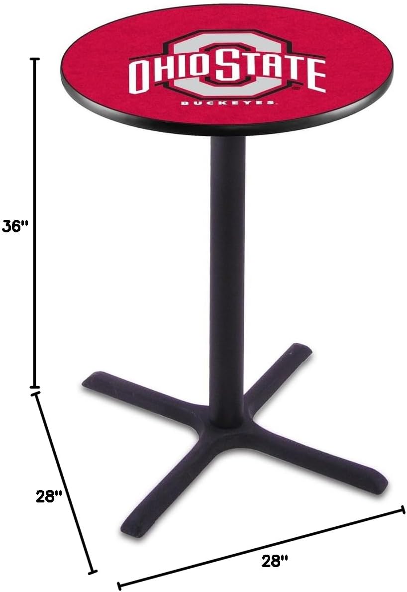 HBS L211-36" Black Wrinkle Ohio State Pub Table by Holland Bar Stool Co.