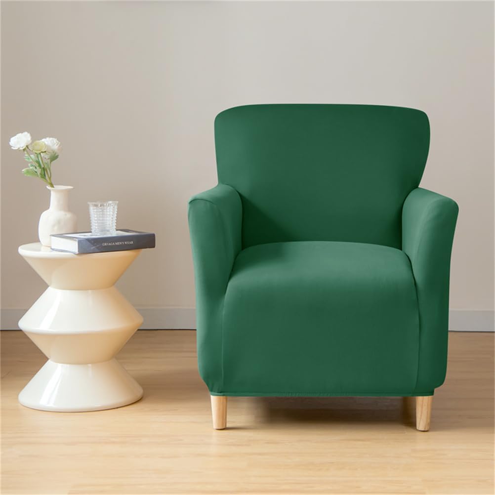 1-Piece Banquet Armchair Covers Stretch Chair Covers with Arms Mid Century Modern Armchairs Slipcover Anti-Slip Furniture Protector for Living Room Reading Sofa,Green