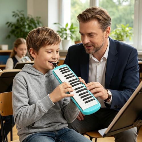 Clavier portable 32 touches mélodica avec tube long pour débutant