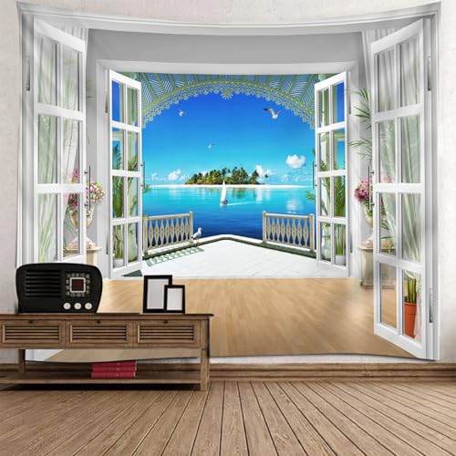 Tapiz de pared con vista al balcón para crear un rincón de paz en casa