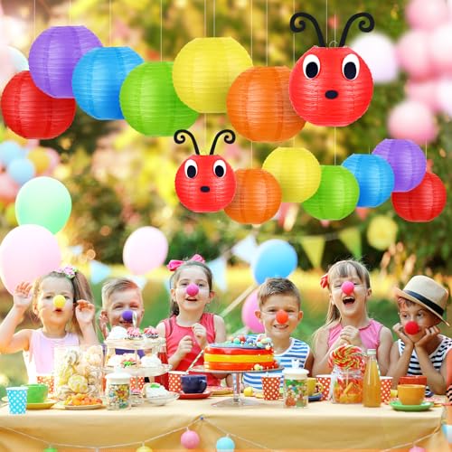 Image of Hortsun 14 Pcs Caterpillar Theme Birthday Decorations Caterpillar Paper Lanterns Sets for School Classroom Birthday Party Favors, with Eyes Mouth Feelers Glue Point (Multi Color)