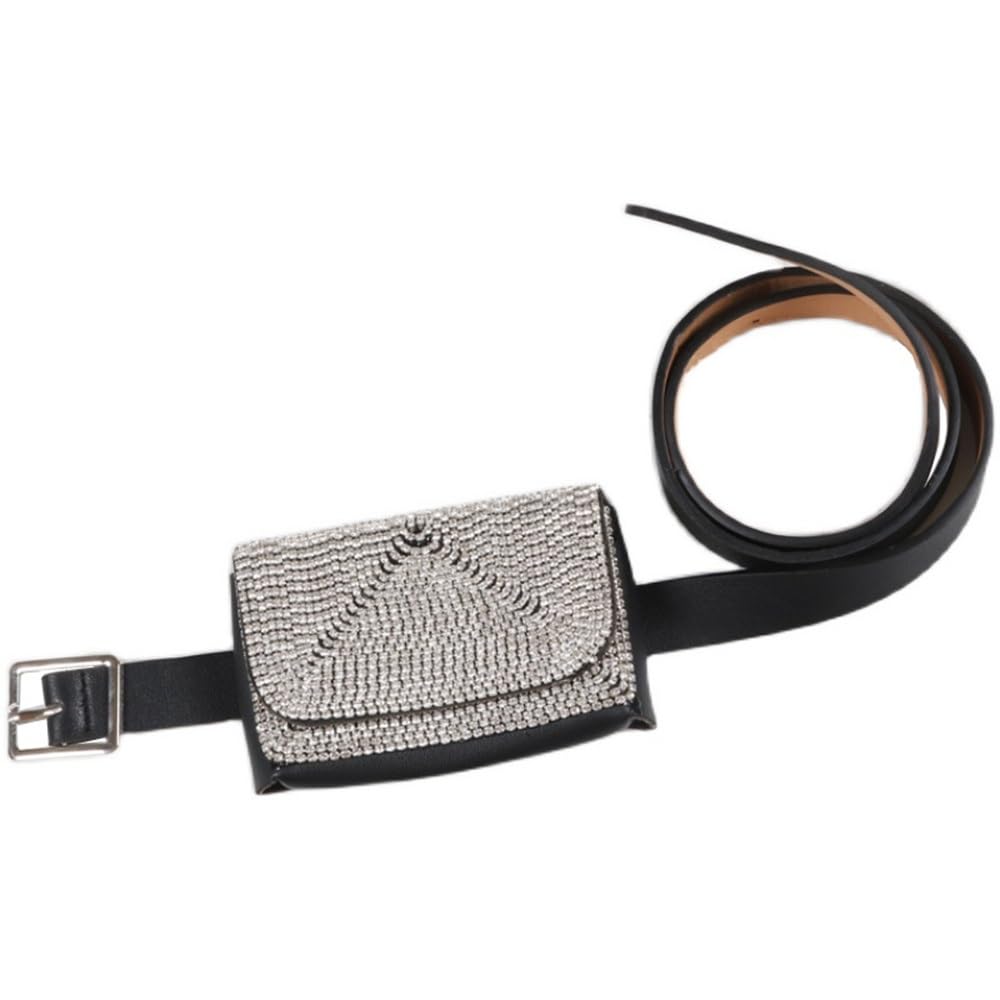 Gürteltasche für Damen Damen Strass Mini Kompakte Hüfttasche PU Leder Gürtel Hüfttasche