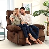 Oversized Recliner Chair – Extra Wide 28.3' Seat, 350 lbs Capacity Recliner for Large Adults, Big and Tall PU Leather Living Room Chair with Adjustable Backrest (Normal, Dark Brown)