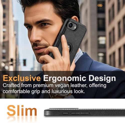 Image of MOBILOVE PU Leather Flexible Soft Logo View Back Case Cover Comes with Camera & Screen Protection for | iPhone 16e (Black)