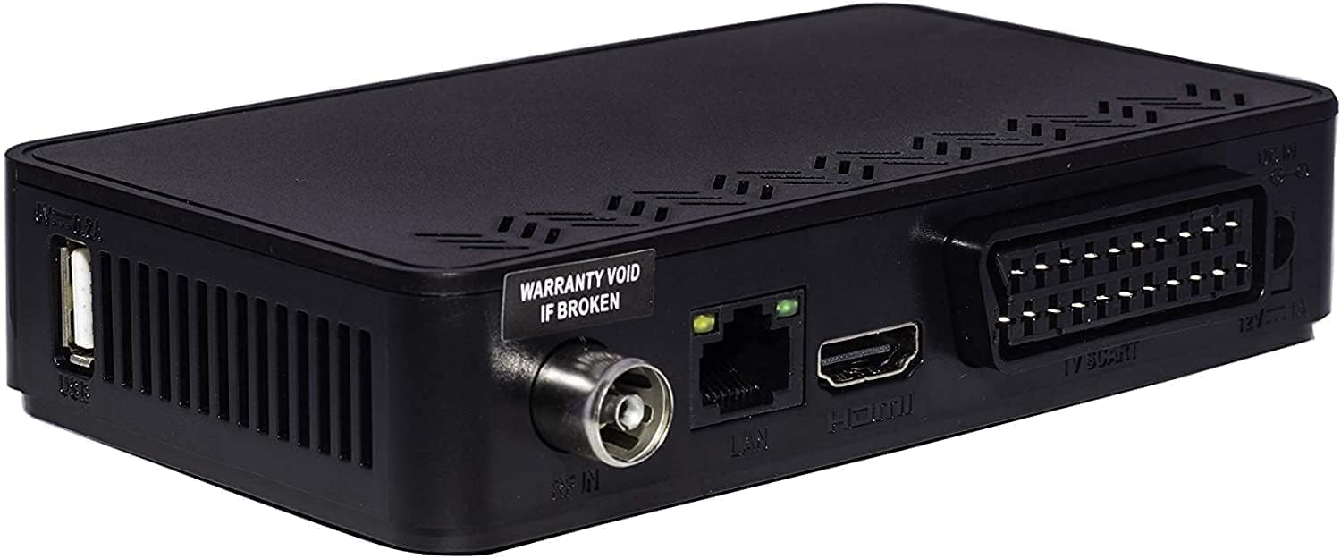 Decoder Digitale Terrestre 2025, DVB-T2, Digiquest SH5 HEVC H.265 10bit Full HD FTA, Sintonizzatore TDT HD, USB, HDMI, SCART, Ethernet LAN RJ-45, Telecomando, Plastica, TV Sat Decoder