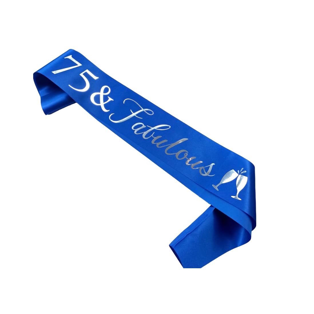 Elegemma 75 and Fabulous Sash, 75th Birthday Decorations Blue and Silver, 75 Birthday Gifts for Women and Men, Party Accessories for Birthday Girl,
