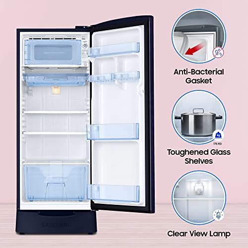 Image of Samsung 183 L 2 Star Digital Inverter Direct-Cool Single Door Refrigerator (RR20C2Z226U /NL, Mystic Overlay Blue, Base Stand Drawer)
