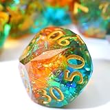 XENOLUX DND Dice Set Polyhedral Resin Dice with Diamond Cut Sharp Edges Holographic Foil Faceted Gemstone Two Color Mixed RPG TTRPG Board Games Tabletop Accessories with Metal Case - RD-Mixed2