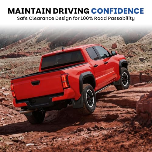 Image of Upgraded Wide Mud Flaps Compatible with 2024-2026 Toyota Tacoma, Heavy-Duty Front & Rear Splash Guards, Custom-Fit Mudguards for Pickup Truck, Durable Fender Liners, No-Drill Installation Kit(4 PCS)