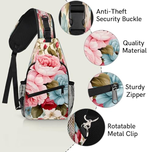 Bolso Bandolera Unisex Floral para Viaje y Senderismo miniatura 3