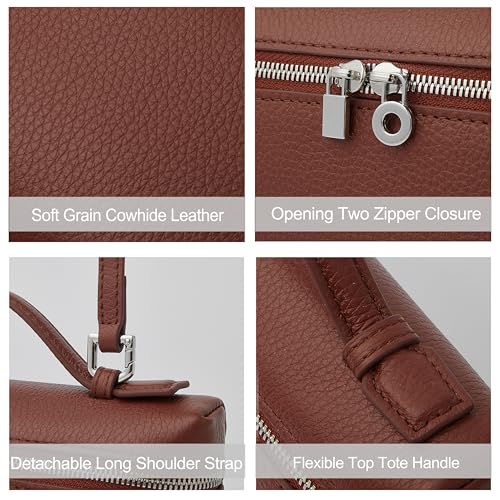 Image of DORIS&JACKY Small Leather Crossbody Bag for Women Designer Mini Top Handle Clutch Phone Bag with Adjustable Shoulder Strap