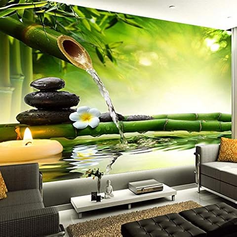 DECOVSUN Wall murals Wallpaper for Bedroom Green Flower Stone Candle 59.10x27.50 inch 3D Printing DIY Self Adhesive Removable Living Room Bedroom TV Background Wall Art Decor Wall Art Stickers Cover