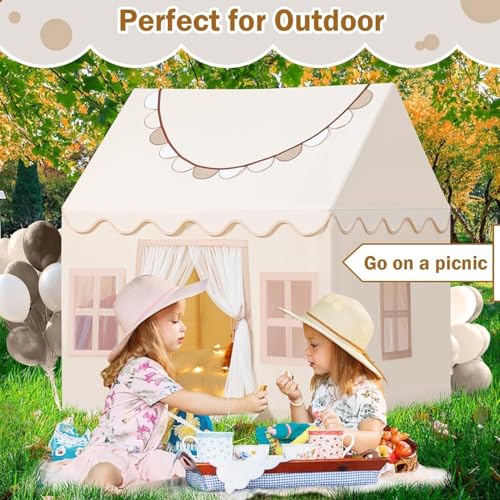 Wilwolfer Play Tent with Lights, Cloth Banners- Kids Tent Indoor - Toddlers Playhouse with Windows - Large Toddler Tent for Kids -Toy House Gift for Boys & Girls - Image 5
