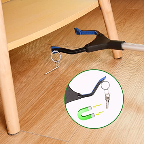 2 Pack 32 Inch Reacher Grabber Tool With 360° Anti-Slip Rotating Jaw, Foldable Grabbers For Elderly, Lightweight Trash Claw Grabber With Magnet, Garden Nabber, Mobility Aid Reaching Assist Tool (Blue) #TOP5