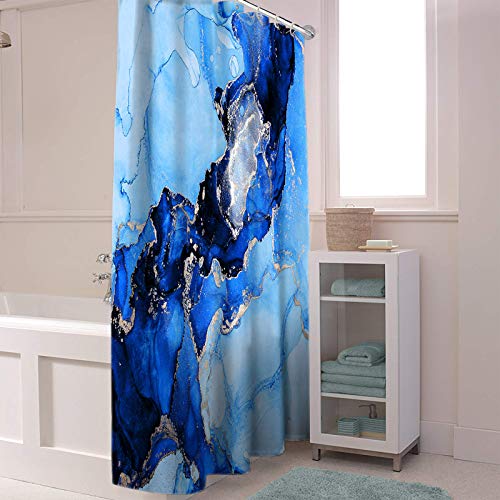 Vdlbt Marble Shower Curtains For Bathroom Blue Ink Bath Curtain Abstract Luxury Modern Geometric Waterproof Polyester Fabric Bathroom Curtain Set With Hooks Decoration 72 X 72 Inches #TOP2