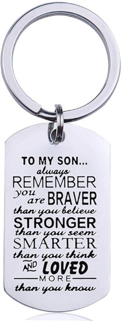 Son Gifts Keyring, Inspirational Son Gifts Keyring from Mum Dad Personalised Son Birthday Keyring Gift for Son Birthday Graduation Christmas Gifts