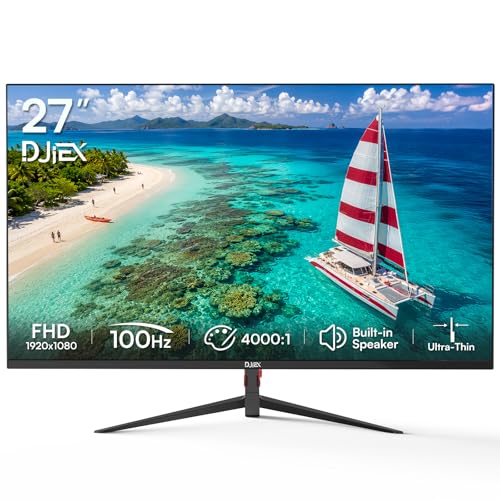 Image of 27 Inch Monitor, FHD 1080P Computer Monitor 100Hz, Built-in Speaker PC Monitor, 99% sRGB, Low Blue Light Eye Care, FreeSync, Frameless Display, HDMI /DP, VESA Wall Mountable for Work, Home Office