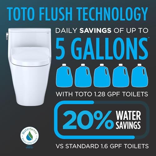 Image of TOTO Drake WASHLET+ Two-Piece Elongated 1.28 GPF Universal Height TORNADO FLUSH Toilet with Auto Flush S7 Contemporary Bidet Seat, Cotton White - MW7764726CEFGA#01