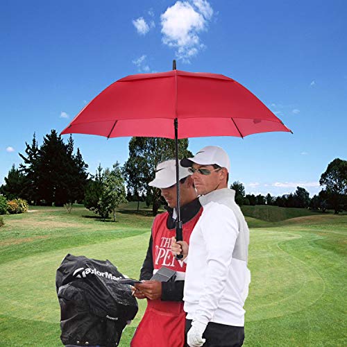Image of MRTLLOA Automatic Open Golf Umbrella, 62 /68 Inch Extra-Large Oversized Double Canopy Vented Windproof Waterproof Stick Rain Golf Umbrellas for Men and Women