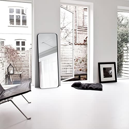 18x48 Inch Black Wall Mounted Full Length Mirror for Bathroom, Bedroom, and Living Room