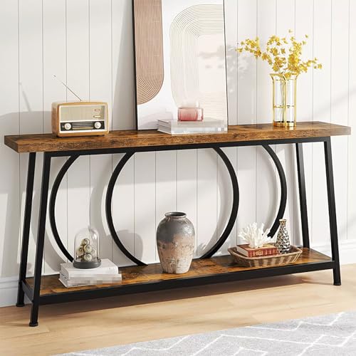 Amazon.com: Narrow 2-Tier Console Table, Industrial Long Couch