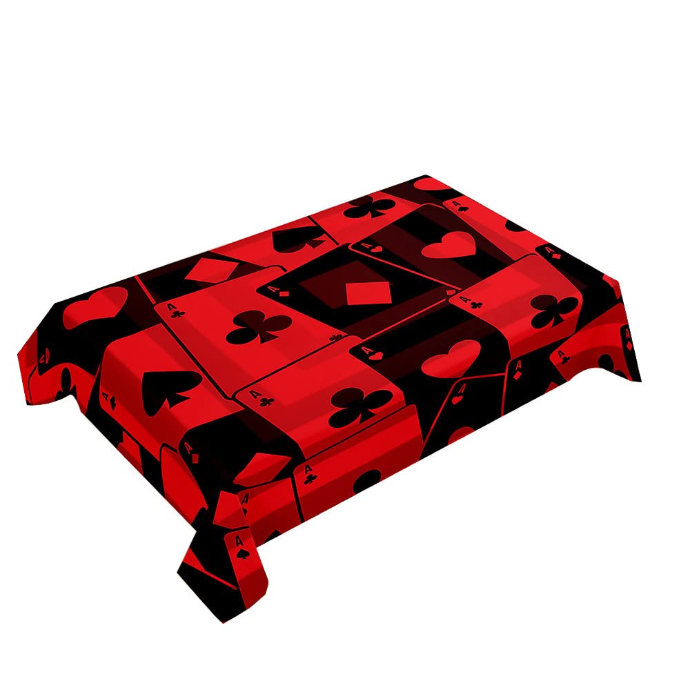 Hearda Red Card Tablecloth Waterproof Polyester For Rectangle/Round Table, 3D Game Theme Home Decoration Stain Resistant Dust-Proof Wipe Clean, For Restaurant Kitchen (,120X120cm)