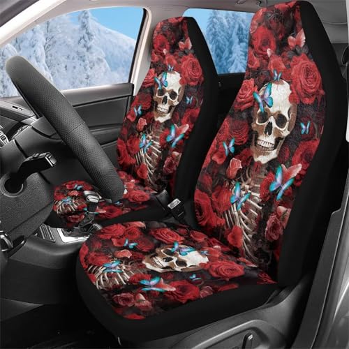 Couvre siege auto avant crâne rose motif papillon une idée cadeau originale 52X138Cm