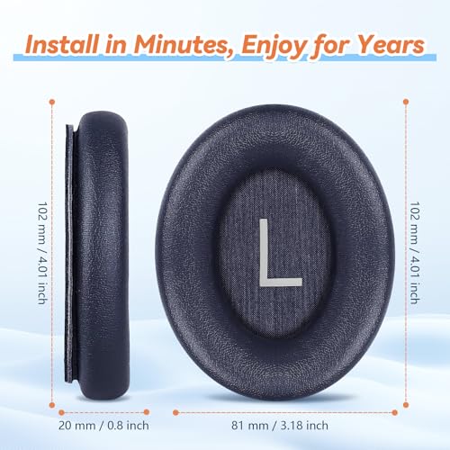 Image of Aurivor Replacement Ear Pads for Bose QuietComfort 45 35 ii (QC45 QC35) Headphones, Earpads Cushions for QC SE SC & New Quiet Comfort (Deep Bass), with Softer Foam & Protein Leather (Midnight Blue)
