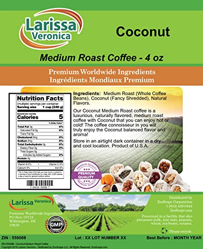 Café en granos sabor coco tostado medio 4 oz miniatura 2