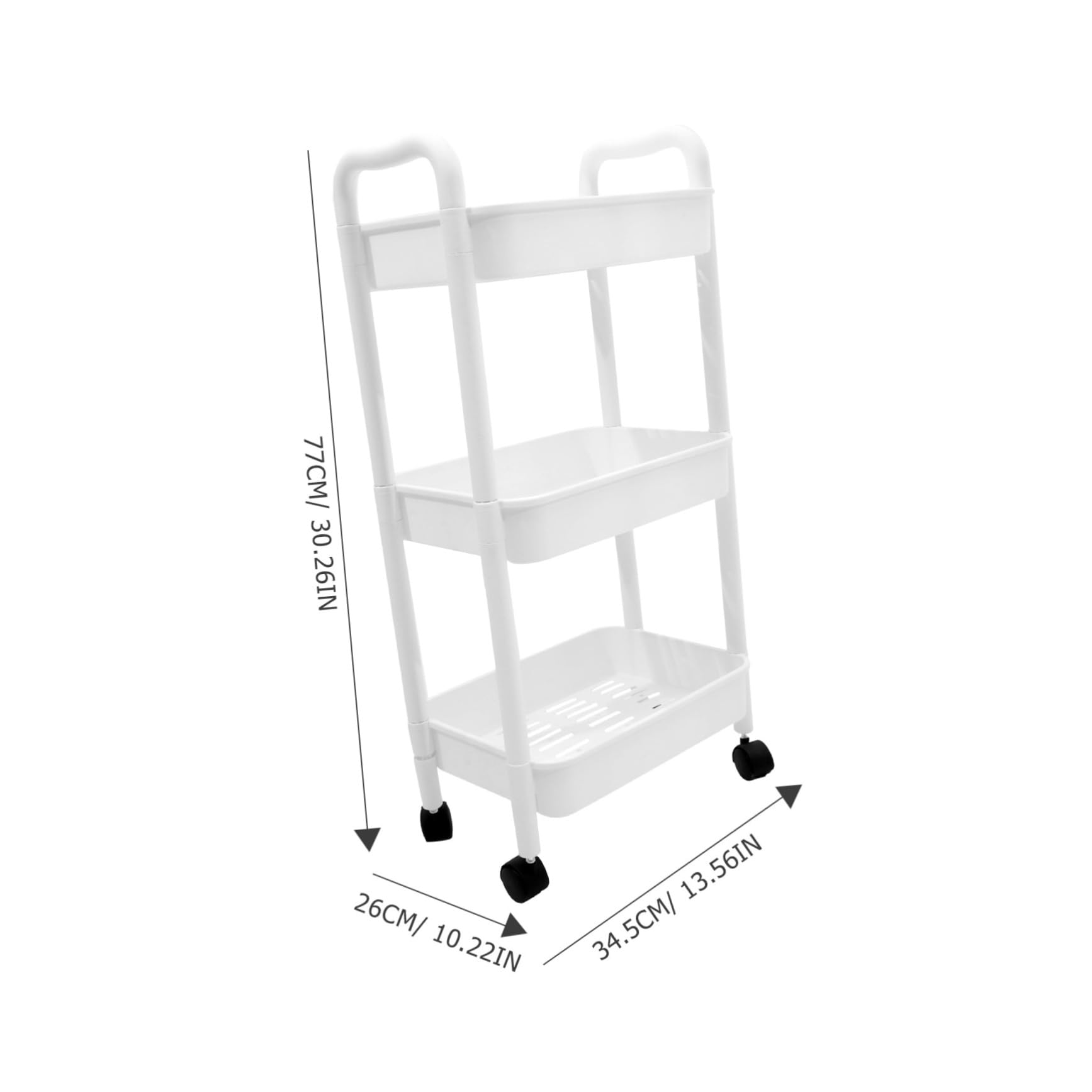 VICASKY Carrello Mobile Multiuso con 3 Ripiani Stretti in Pp Bianco Design Semplice ed Elegante Struttura Robusta e Portatile per Bagno e Ufficio