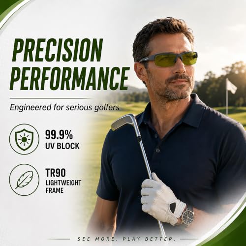 Image of maivnz Golf Sunglasses for Men Women, Golf Ball Finder Glasses, UV400 | HD color-enhancing golf lens, anti-glare, lightweight TR90 frame, adjustable nose pads, impact-resistant, gift-ready box