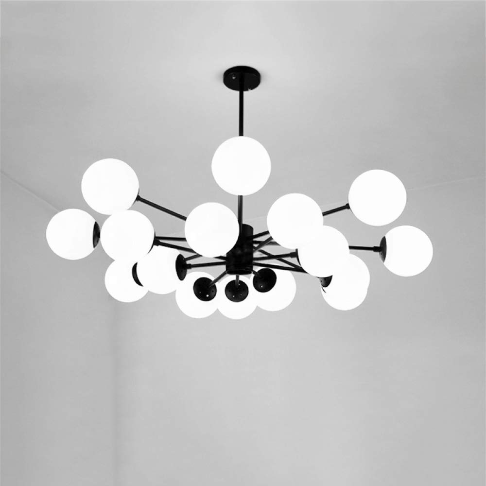 KXEcoLife Magic Bean Molecular Chandelier,LED Sputnik Pendant Light Postmodern Nordic Creative Hanging Lamp Living Room Bedroom Restaurant Lamp,Black+WhiteLight-16Heads