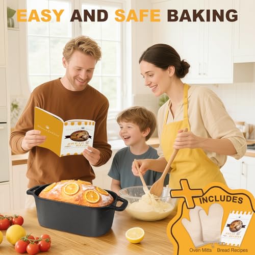 7QT Oval Dutch Oven for Sourdough Bread Baking, Pre-Seasoned Cast Iron Bread Pan with Lid, Even Heat Distribution for Homemade Bread - Image 3