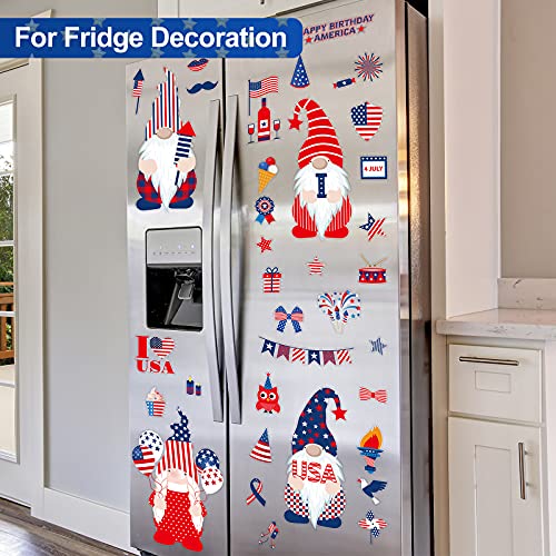 image for Outus 98 Pieces 4th of July Window Clings Independent Day Gnomes Wall 