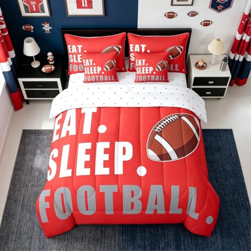 Image of Feelyou American Football Comforter Set Twin Size 7 Piece for Boys