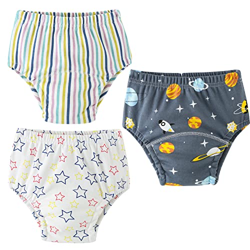 Yealoo Lot de 3 Culotte d'apprentissage en Coton pour Garçon Enfants Lavable et Réutilisable, pour l'Entraînement à la Propreté