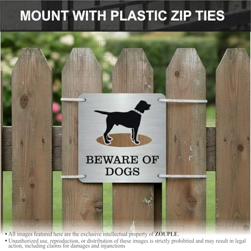 Image of Beware of Dog Sign, Labrador, 8x8 Inch, Durable Steel, Triple Mount
