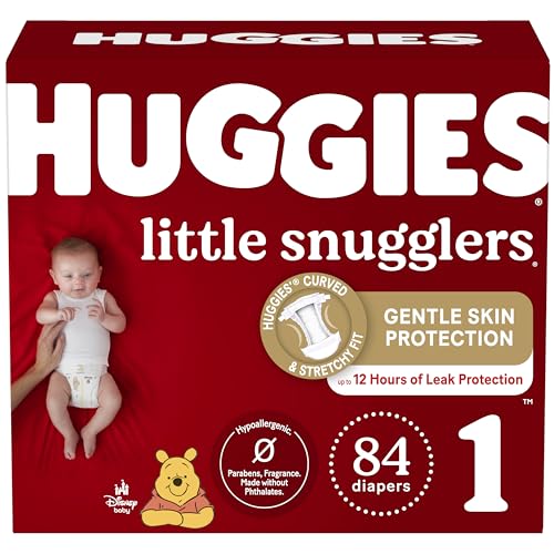 Image of Huggies Size 1 Diapers, Little Snuggler Diapers, (8-14 lbs), 84 Count, Newborn