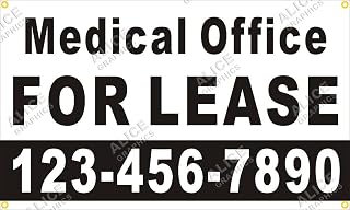28" X 46" Custom Printed Medical Office for Lease Banner Sign with Your Phone Number (Design #1), Existing Text Change Available (Optional)