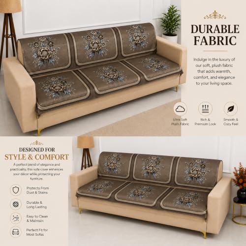 Image of Homerz Premium Waterproof Jasmine Joe Sofa Seat Cover - Floral Printed Sofa Protector | Non-Slip, Washable & Durable Sofa Protector (Mouse, 5 (3+2) Seater with Back)