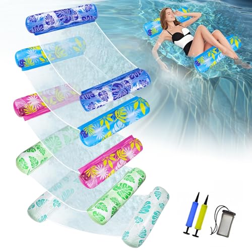 CLPCLP Inflatable Pool Floats Adult，5 Pack Multi-Purpose Pool Float Water Hammock，Pool Float Chair-Swimming Pool Raft，Pool Hammock Floaties for Adults Beach Vacation Essentials