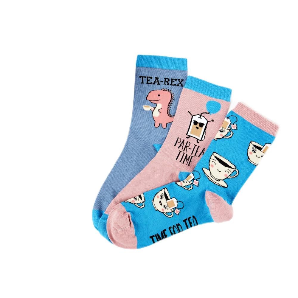 Urban Eccentric Tea-Rex sokken - grappige dinosaurussokken met kopje thee - nieuw cadeau voor theeliefhebbers en dino-fans - maat 36-48 - uniseks