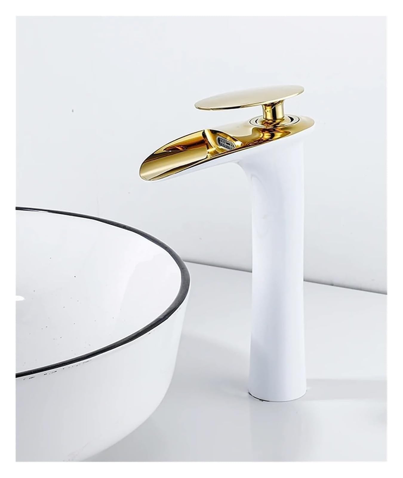 Lyvqzpwlr F Bathroom Basin Pillar Taps, Allcopper Antiqueretro Basin Aucet Multicolor Waterfall Coldhot Bathroom Cabinet Kitchen(F)