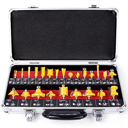 Router Bit Set for Professional Woodworking, Newdeli 24X Pieces 1/4 ...