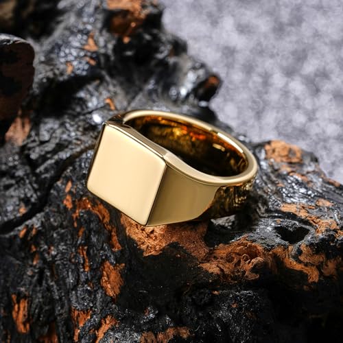 King Will Men's Tungsten Signet Rings Thumb Pinky Biker Band Ring For Men High Polished Plain Wedding Statement Ring Comfort Fit Size 7-123