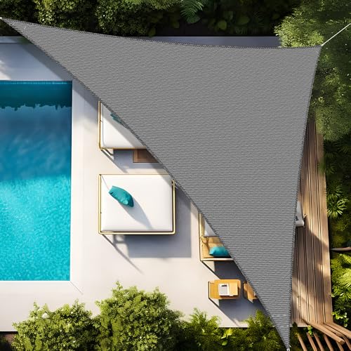 JUQG Voile D'ombrage Imperméable Triangle 4X4X4m Toile Ombrage 95% Une Protection des Rayons UV pour Extérieur Terrasse Jardin Balcon - Gris